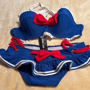 Hot Topic Blue Bikini with Red Accents